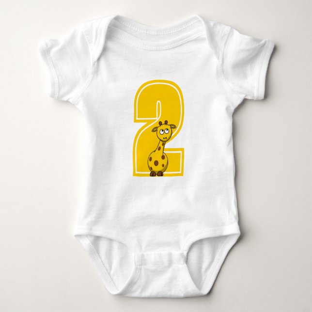 Custom Giraffe Number Baby Bodysuit Strampler (Vorderseite)