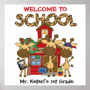 Custom Giraffe School Welcome Poster