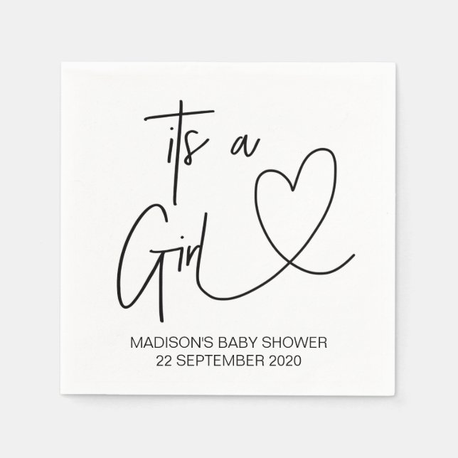 Custom Girl Baby Dusche Napkin Sets Serviette (Vorderseite)