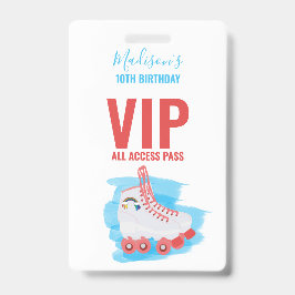 Custom Girl Birthday Party Roller Blading VIP Pass Ausweis