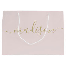 Custom Girl Chic Feminine Gold Script Blush Pink