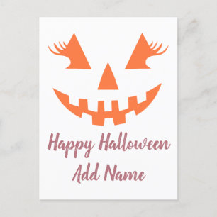 Custom Girl Kürbislaterne Pumpkin Halloween Einladungspostkarte