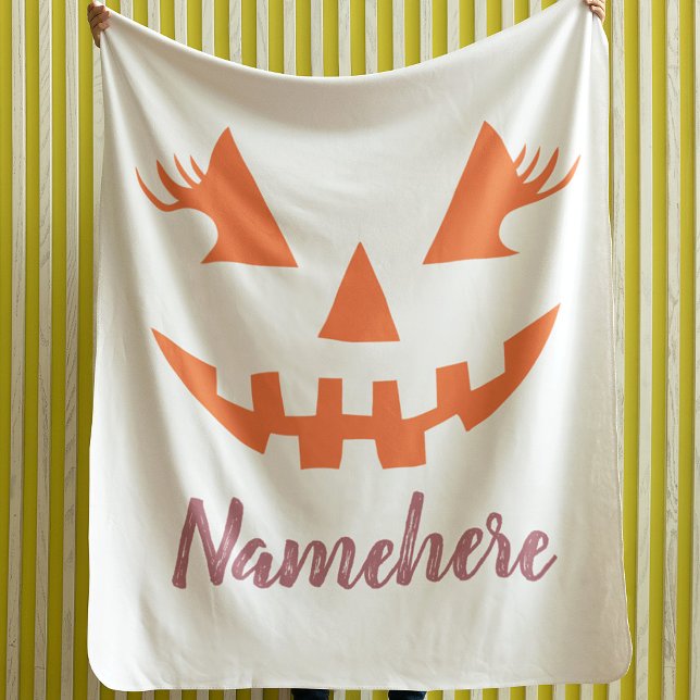 Custom Girl Kürbislaterne Pumpkin Halloween Fleecedecke (Von Creator hochgeladen)
