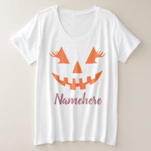 Custom Girl Kürbislaterne Pumpkin Halloween Große Größe T-Shirt