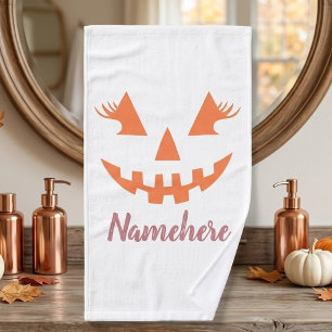 Custom Girl Kürbislaterne Pumpkin Halloween Handtuch