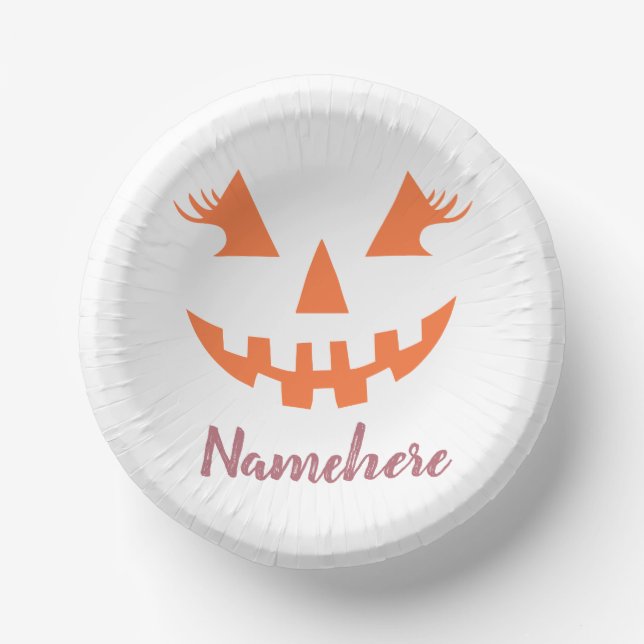 Custom Girl Kürbislaterne Pumpkin Halloween Pappteller (Vorderseite)