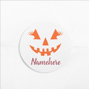 Custom Girl Kürbislaterne Pumpkin Halloween Runder Aufkleber