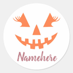 Custom Girl Kürbislaterne Pumpkin Halloween Runder Aufkleber