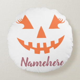 Custom Girl Kürbislaterne Pumpkin Halloween Rundes Kissen