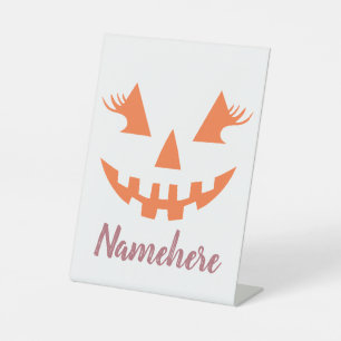 Custom Girl Kürbislaterne Pumpkin Halloween Sockelschild