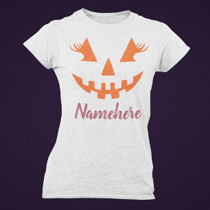 Custom Girl Kürbislaterne Pumpkin Halloween T-Shirt