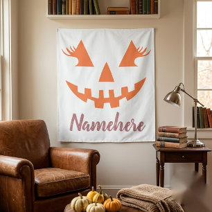 Custom Girl Kürbislaterne Pumpkin Halloween Wandteppich