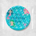 Custom Girl Name Kids Mermaid Geburtstagspartei Pappteller<br><div class="desc">Personalisierte Geburtstagsfeier-Teller mit einem bearbeitbaren Namen und Jahr. Party liefert für einen Geburtstag eines Mädchens,  das Meerjungfrauen Lieben. Besuchen Sie unsere Kollektion,  um mehr koordinierende Elemente zu sehen,  die dieses Design für Ihre besondere Veranstaltung passen.</div>