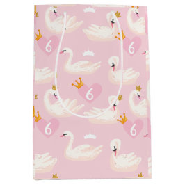 Custom Girl Royal Swan Princess Pink Birthday Mittlere Geschenktüte