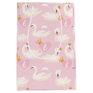 Custom Girl Royal Swan Princess Pink Birthday Mittlere Geschenktüte