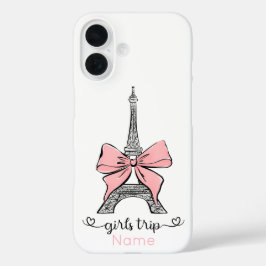 Custom Girl Trip Eiffelturm & Pink Bow iPhone 16 Hülle
