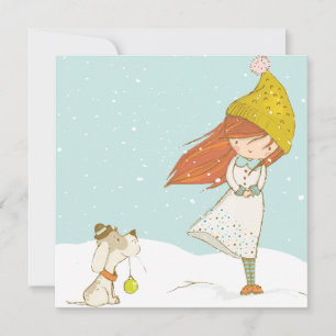 Custom Girl und Ihr Hund Niedlich Weihnachten