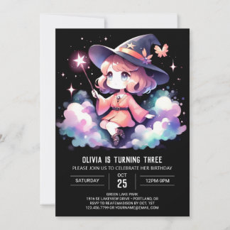 Custom Girl Wizard Geburtstag Einladung