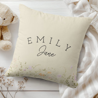 Custom Girls Name Sign Wildflower Nursery Decor Kissen