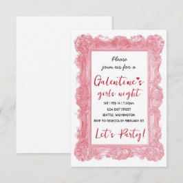 Custom Girls Night Galentine Pink Party Invitation RSVP Karte
