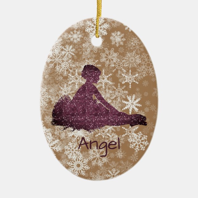 Custom Girls Snowflakes Ballerina Tanz Keramik Ornament (Vorne)