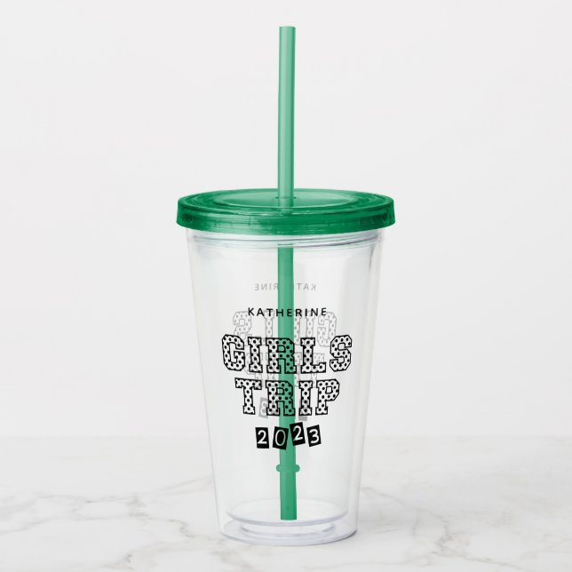 Custom Girls Trip 2023 Girls Weekend Urlaub Acryltrinkbecher (Vorderseite)