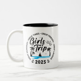 Custom Girls Trip Group Matching Beach Vacation Zweifarbige Tasse