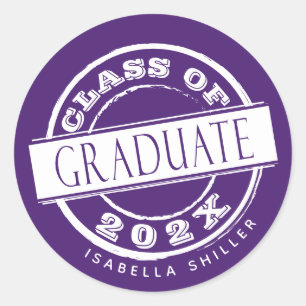 Custom Girly Lila Graduate Runder Aufkleber