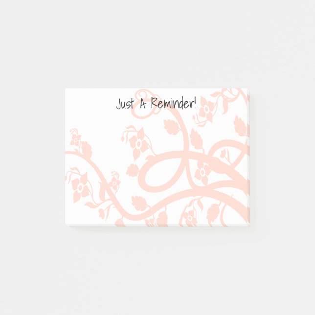Custom Girly Pink Blume, Reben, Blätter Abstrakt Post-it Klebezettel (Vorderseite)