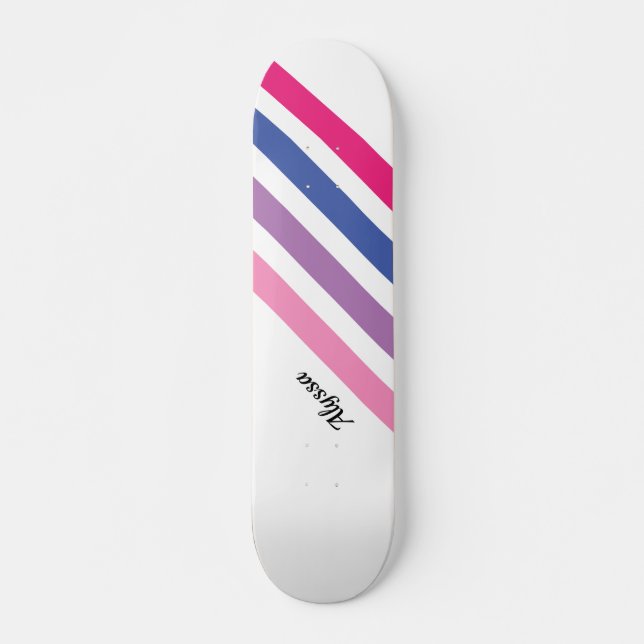 Custom Girly Pink Striping Skateboard (Vorne)