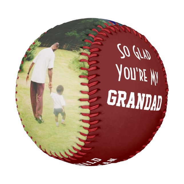 Custom GLAD DU BIST MEIN GRANDAD 2 Foto BURGUNDY Baseball (Schrägansicht)