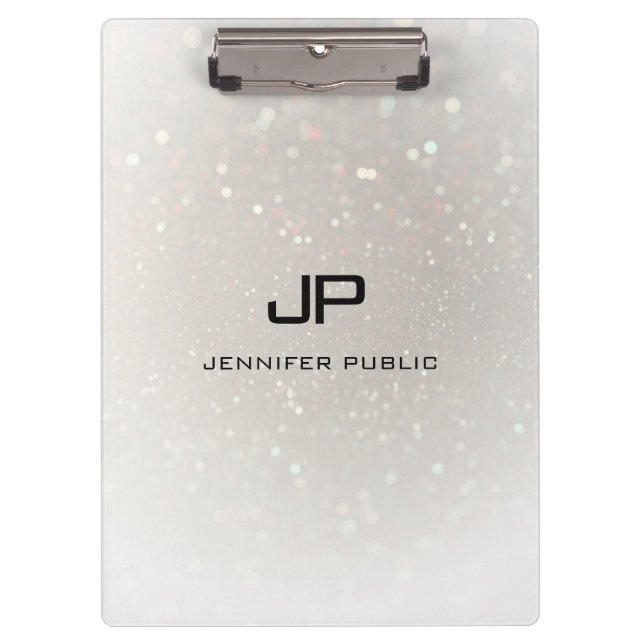 Custom Glamour Modernes Mit Monogramm Elegantes Klemmbrett (Vorderseite)