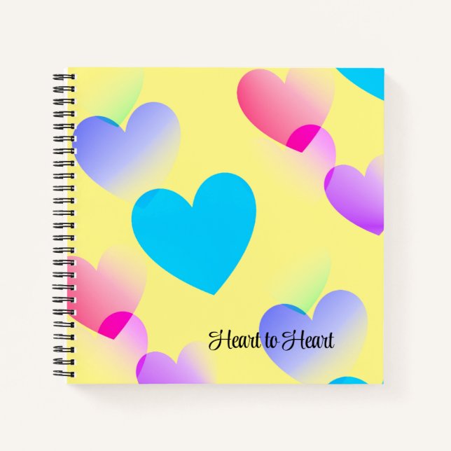 Custom Gliding Yellow "Heart to Heart" Journal Notizbuch (Vorderseite)