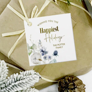 Custom glücklichste Ferien, Winter Greenery Urlaub Geschenkanhänger