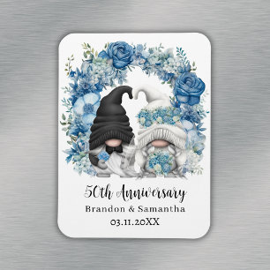 Custom Gnome Blue Blumen 50. Hochzeitstag Magnet