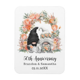 Custom Gnome Peach Floral 50. Hochzeitstag Magnet