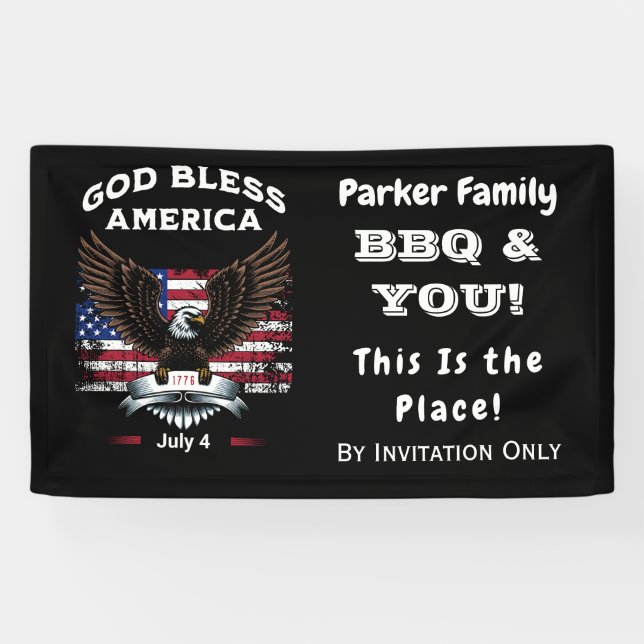 Custom God Bless America 4. Juli Banner (Horizontal)