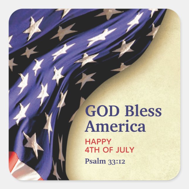 Custom GOD BLESS AMERICA Quadratischer Aufkleber (Vorderseite)