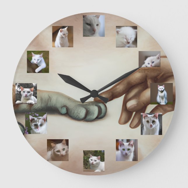 Custom God Created Cat 12-Year Kitty Ihre Fotos Große Wanduhr (Vorderseite)