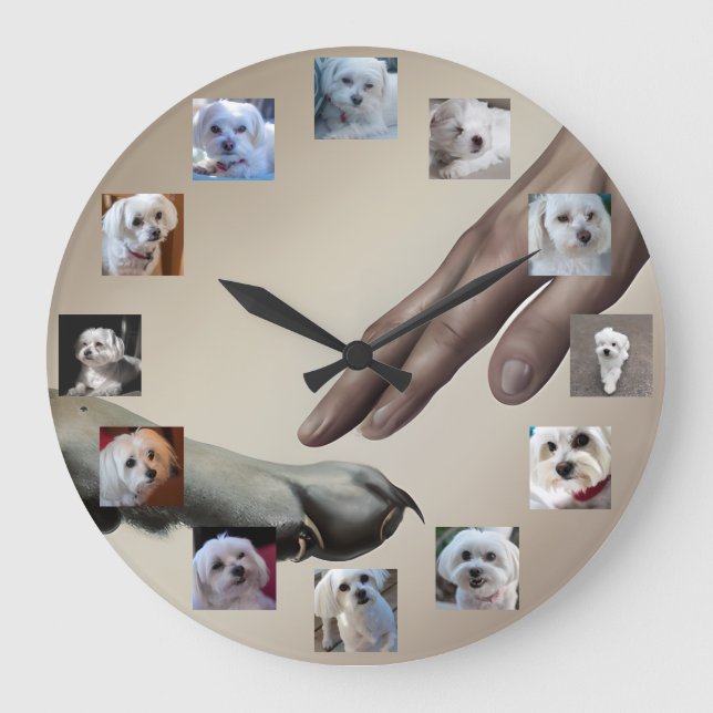 Custom God Created Hund 12-jährige Welpe Ihre Foto Große Wanduhr (Vorderseite)