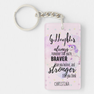 Custom GODAUGHTER Motivierend Zitat Rosa Einhorn Schlüsselanhänger