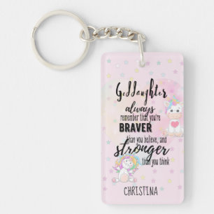 Custom GODAUGHTER Motivierend Zitat Rosa Einhorn Schlüsselanhänger