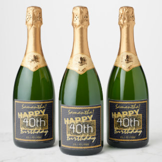 Custom Gold 40. Geburtstag Name Black Floral