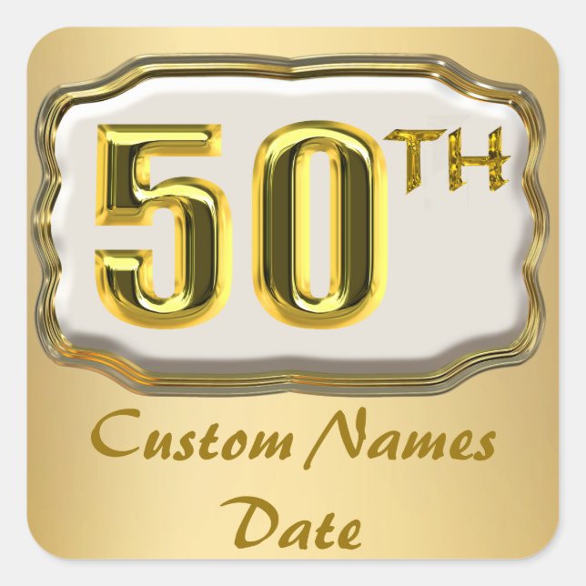 Custom Gold 50 Jahre alt oder Geburtstag Aufkleber (Vorderseite)