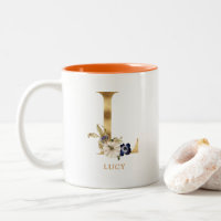 Custom Gold Alphabet L Monogram | Floral Pumpkin