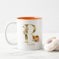 Custom Gold Alphabet R Monogram | Floral Pumpkin