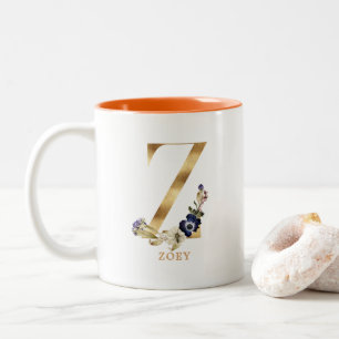 Custom Gold Alphabet Z Monogramm  Herbst Zweifarbige Tasse