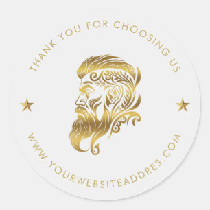 Custom Gold Barber Logo Custom Typografy Runder Aufkleber