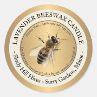 Custom Gold Beeswax Kerzen Label Honey Bee