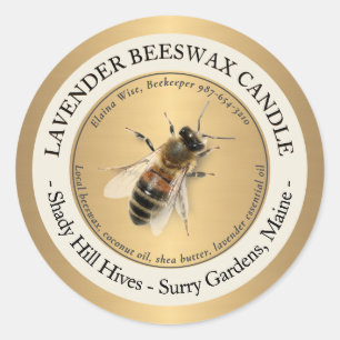 Custom Gold Beeswax Kerzen Label Honey Bee Runder Aufkleber